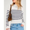 image:imageANRABESS Womens Long Sleeve Lightweight Mock Neck Fall SweatersWhite Navy Blue Striped