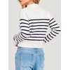 image:imageANRABESS Womens Long Sleeve Lightweight Mock Neck Fall SweatersWhite Navy Blue Striped