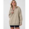 image:imageANRABESS Womens Quarter Zip Pullover Oversized Color Block SweatshirtsLight Khaki