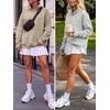image:imageANRABESS Womens Quarter Zip Pullover Oversized Color Block SweatshirtsLight Khaki