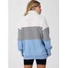 image:imageANRABESS Womens Quarter Zip Pullover Oversized Color Block SweatshirtsWhite Light Grey Sky Blue