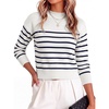 White Navy Blue Striped