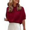 image:imageANRABESS Womens Short Sleeve Cropped Sweater Crop Top 2026 Cute Fall OutfitRed