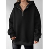 image:imageANRABESS Womens Oversized Long Sleeve Quarter Zip Pullover HoodiesBlack