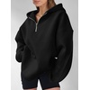 image:imageANRABESS Womens Oversized Long Sleeve Quarter Zip Pullover HoodiesBlack