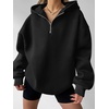image:imageANRABESS Womens Oversized Long Sleeve Quarter Zip Pullover HoodiesBlack