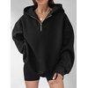 image:imageANRABESS Womens Oversized Long Sleeve Quarter Zip Pullover HoodiesBlack