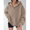 image:imageANRABESS Womens Oversized Long Sleeve Quarter Zip Pullover HoodiesBrown Khaki