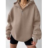 image:imageANRABESS Womens Oversized Long Sleeve Quarter Zip Pullover HoodiesBrown Khaki