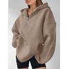 image:imageANRABESS Womens Oversized Long Sleeve Quarter Zip Pullover HoodiesBrown Khaki