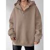 image:imageANRABESS Womens Oversized Long Sleeve Quarter Zip Pullover HoodiesBrown Khaki