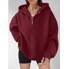 image:imageANRABESS Womens Oversized Long Sleeve Quarter Zip Pullover HoodiesBurgundy