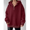 image:imageANRABESS Womens Oversized Long Sleeve Quarter Zip Pullover HoodiesBurgundy