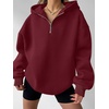image:imageANRABESS Womens Oversized Long Sleeve Quarter Zip Pullover HoodiesBurgundy