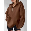 image:imageANRABESS Womens Oversized Long Sleeve Quarter Zip Pullover HoodiesCaramel
