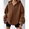 image:imageANRABESS Womens Oversized Long Sleeve Quarter Zip Pullover HoodiesCaramel