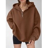 image:imageANRABESS Womens Oversized Long Sleeve Quarter Zip Pullover HoodiesCaramel