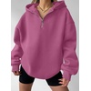 image:imageANRABESS Womens Oversized Long Sleeve Quarter Zip Pullover HoodiesDark Pink
