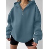image:imageANRABESS Womens Oversized Long Sleeve Quarter Zip Pullover HoodiesGrey Blue