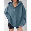 image:imageANRABESS Womens Oversized Long Sleeve Quarter Zip Pullover HoodiesGrey Blue