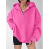 image:imageANRABESS Womens Oversized Long Sleeve Quarter Zip Pullover HoodiesHot Pink