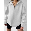 image:imageANRABESS Womens Oversized Long Sleeve Quarter Zip Pullover HoodiesLight Grey