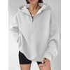 image:imageANRABESS Womens Oversized Long Sleeve Quarter Zip Pullover HoodiesLight Grey