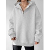 image:imageANRABESS Womens Oversized Long Sleeve Quarter Zip Pullover HoodiesLight Grey