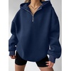 image:imageANRABESS Womens Oversized Long Sleeve Quarter Zip Pullover HoodiesNavy Blue