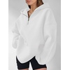 image:imageANRABESS Womens Oversized Long Sleeve Quarter Zip Pullover HoodiesOffwhite