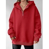 image:imageANRABESS Womens Oversized Long Sleeve Quarter Zip Pullover HoodiesRed