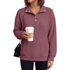 image:imageANRABESS Waffle Knit Sweatshirt for Women Henley ShirtsMauve