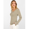 image:imageANRABESS V Neck Long Sleeve Lightweight Sweaters Slim Fitted Fall TopsAlmond