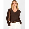image:imageANRABESS V Neck Long Sleeve Lightweight Sweaters Slim Fitted Fall TopsChocolate Brown