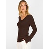 image:imageANRABESS V Neck Long Sleeve Lightweight Sweaters Slim Fitted Fall TopsChocolate Brown