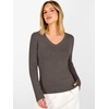 image:imageANRABESS V Neck Long Sleeve Lightweight Sweaters Slim Fitted Fall TopsDark Taupe