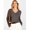 image:imageANRABESS V Neck Long Sleeve Lightweight Sweaters Slim Fitted Fall TopsDark Taupe