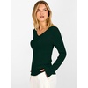image:imageANRABESS V Neck Long Sleeve Lightweight Sweaters Slim Fitted Fall TopsDrak Green