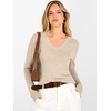 image:imageANRABESS V Neck Long Sleeve Lightweight Sweaters Slim Fitted Fall TopsParchment