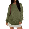image:imageANRABESS Womens Cable Knit Oversized Fuzzy Cotton Blend SweatersArmy Green