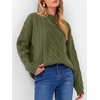 image:imageANRABESS Womens Cable Knit Oversized Fuzzy Cotton Blend SweatersArmy Green