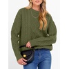 image:imageANRABESS Womens Cable Knit Oversized Fuzzy Cotton Blend SweatersArmy Green