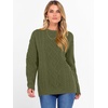 image:imageANRABESS Womens Cable Knit Oversized Fuzzy Cotton Blend SweatersArmy Green