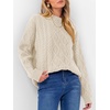 image:imageANRABESS Womens Cable Knit Oversized Fuzzy Cotton Blend SweatersBeige