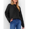image:imageANRABESS Womens Cable Knit Oversized Fuzzy Cotton Blend SweatersBlack