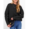 image:imageANRABESS Womens Cable Knit Oversized Fuzzy Cotton Blend SweatersBlack