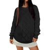 image:imageANRABESS Womens Cable Knit Oversized Fuzzy Cotton Blend SweatersBlack