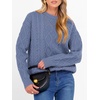 image:imageANRABESS Womens Cable Knit Oversized Fuzzy Cotton Blend SweatersBlue
