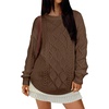 image:imageANRABESS Womens Cable Knit Oversized Fuzzy Cotton Blend SweatersBrown