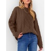 image:imageANRABESS Womens Cable Knit Oversized Fuzzy Cotton Blend SweatersBrown